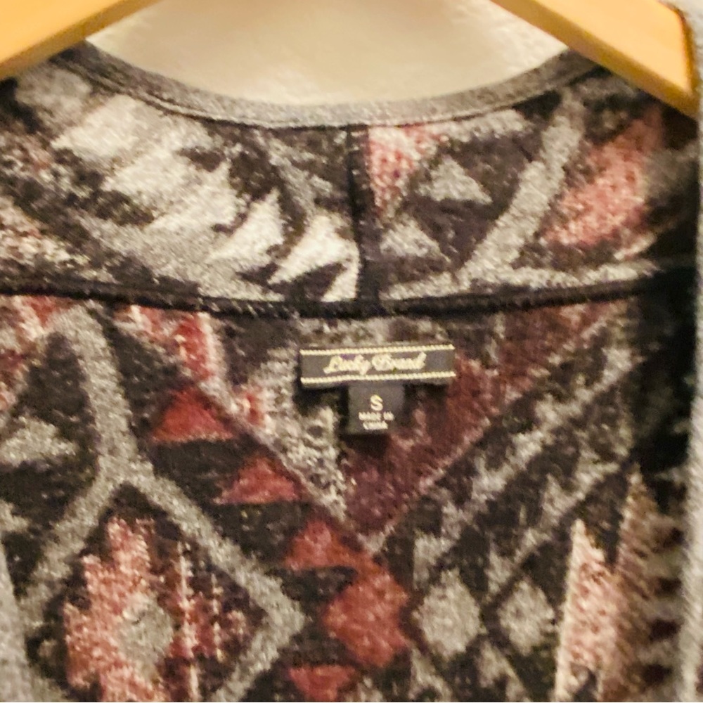 Lucky Brand Southwest Print Blanket Fringe Open Cardigan Western - Picture 3 of 5
